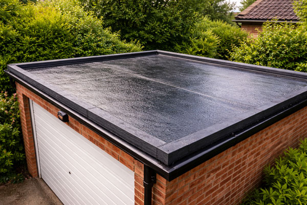 freshly finished flat roof on garage