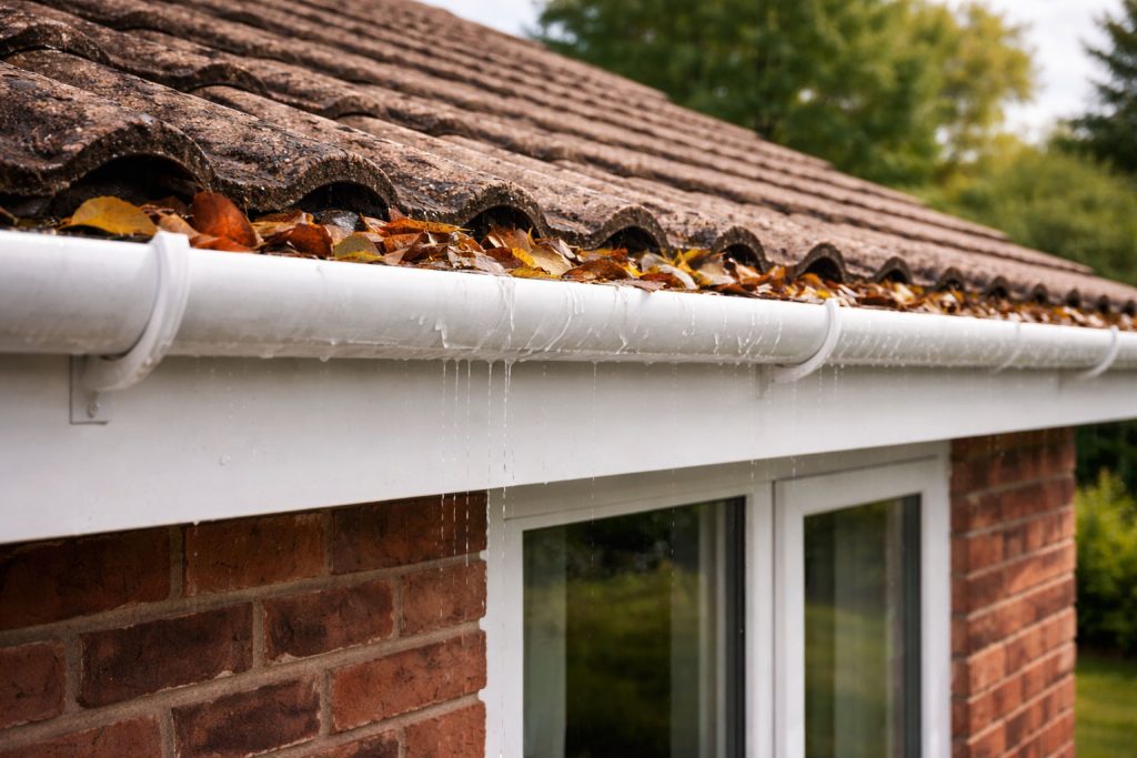 Why Fascias, Soffits and Guttering Matter More Than You Might Think overflowing gutter with fallen leaves