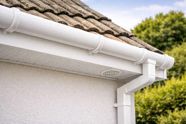 white soffit and gutter details